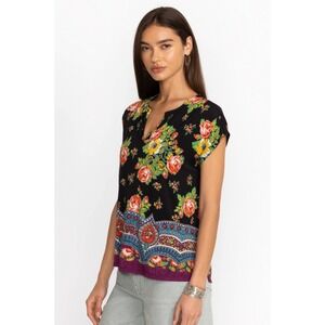 Johnny Was THE JANIE FAVORITE DOLMAN V‑NECK Tee‎ T Shirt Womens M Floral Cottage